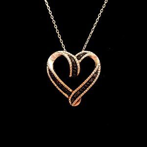 Black Diamond Sterling Silver Heart Pendant Necklace